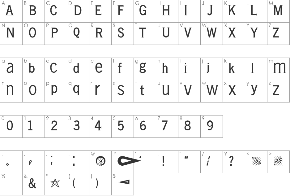 VollkegelSerif font character map preview