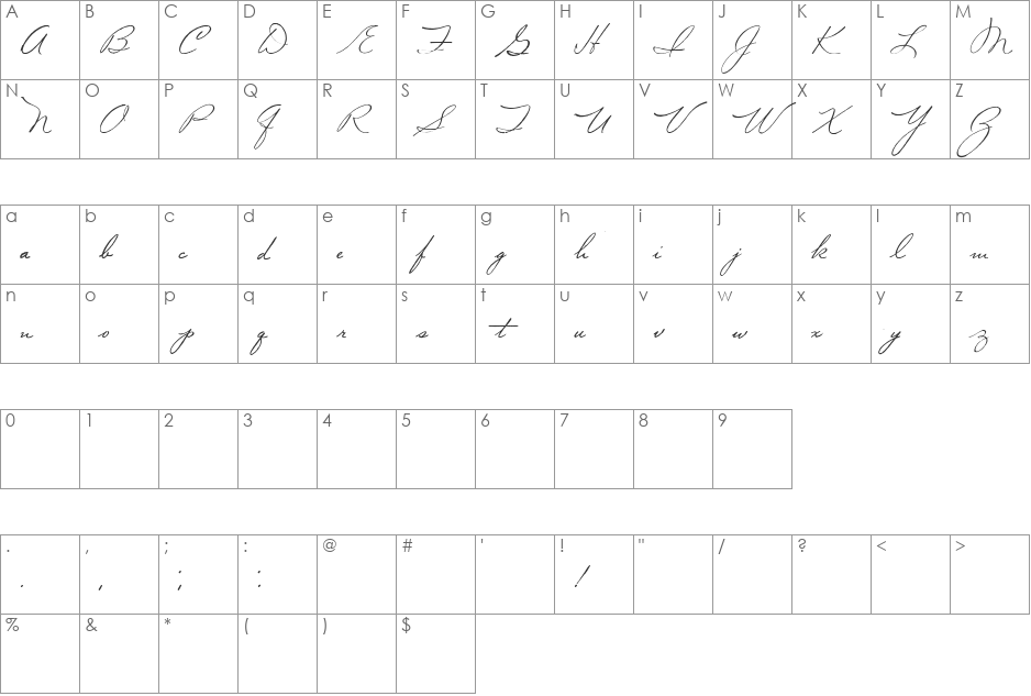 Volstead font character map preview