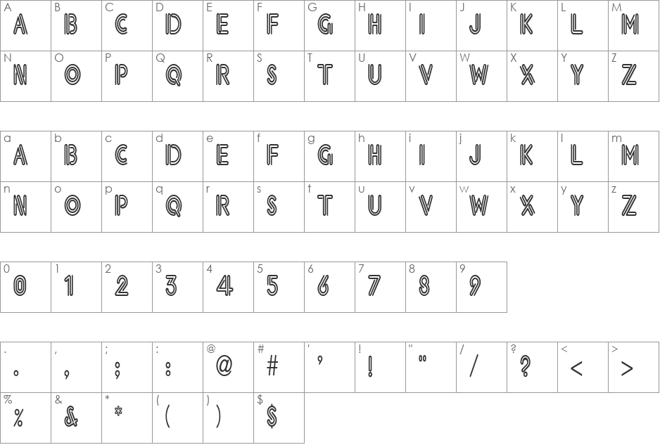 Voltage Thin font character map preview