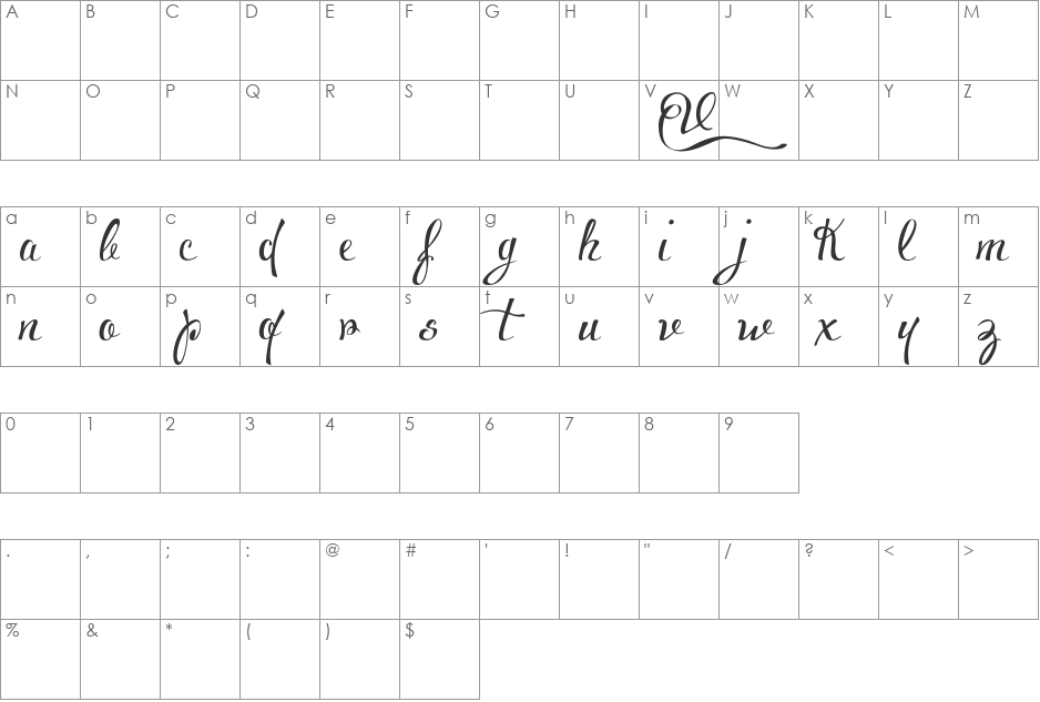 Voluptate_demo font character map preview