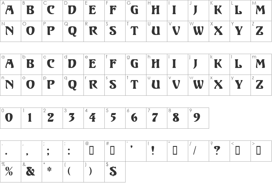 VoluteDisplayCapsSSi font character map preview