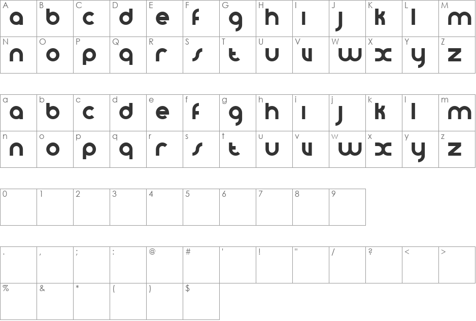 VomZom font character map preview