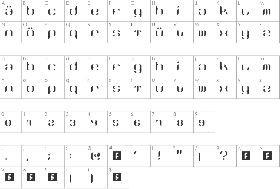 von Arb Font font character map preview