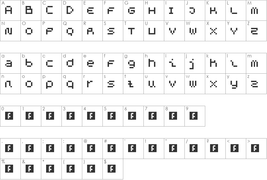von Arpix font character map preview