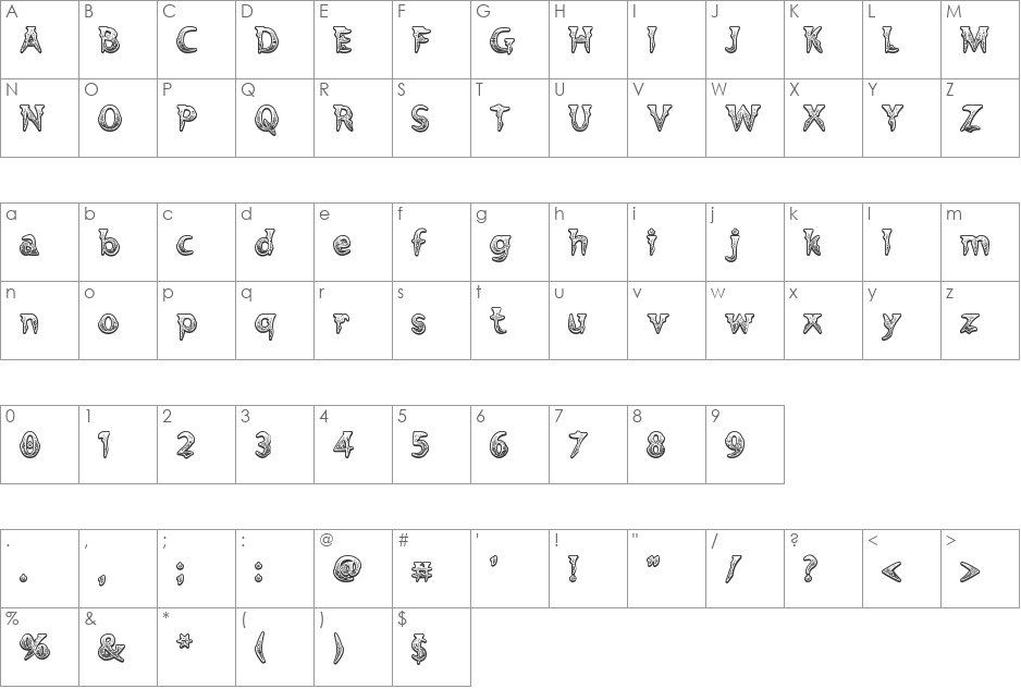 Voodoo Vampire font character map preview