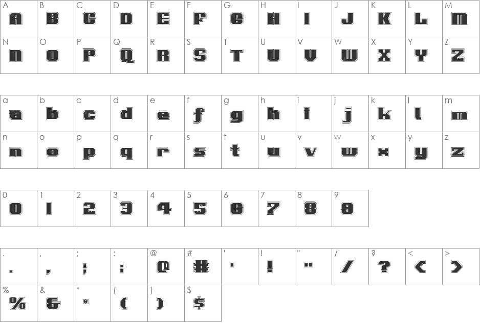 Voortrekker Pro font character map preview