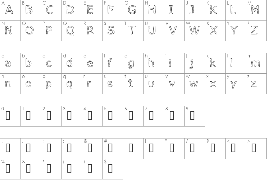 VOpen font character map preview