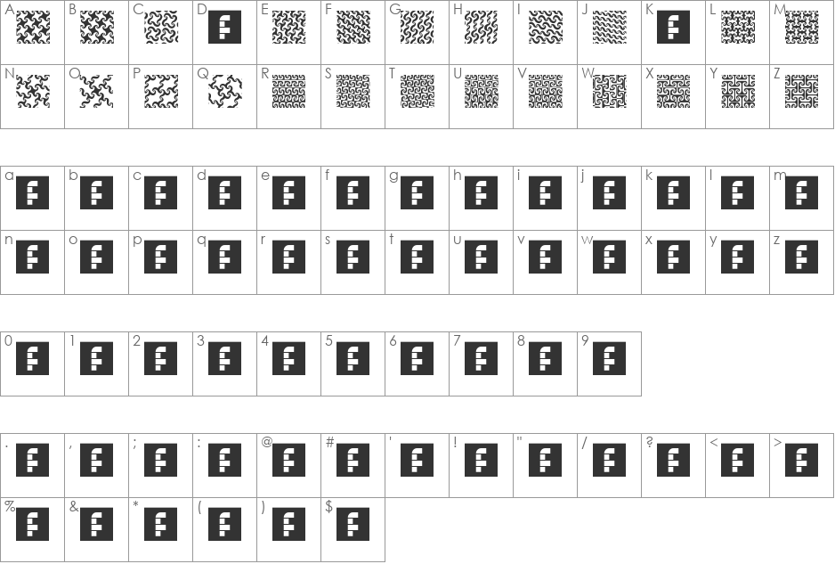 Vortices font character map preview