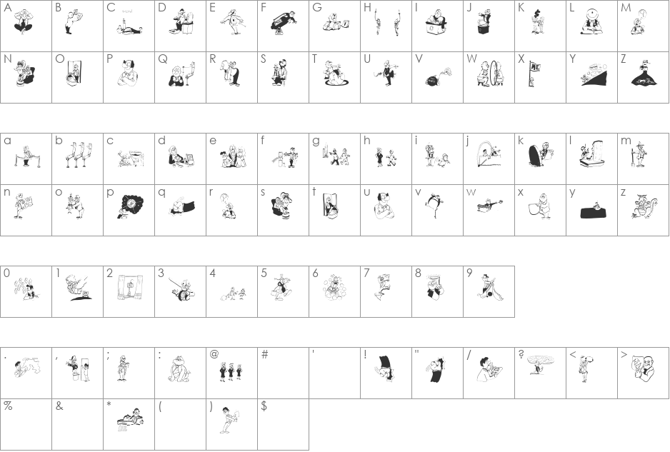 VoteMe font character map preview