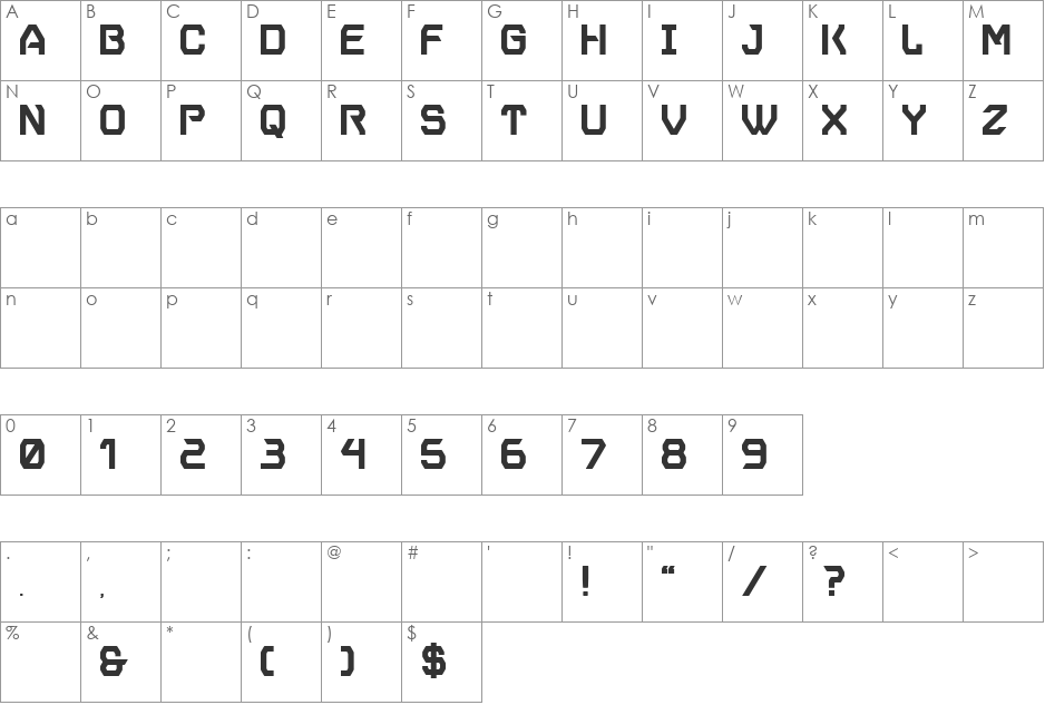 Voyager grotesque font character map preview