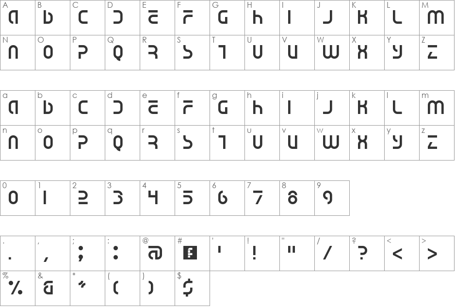 Voyager NBP font character map preview