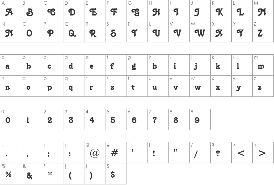 VPS Ba Ria font character map preview