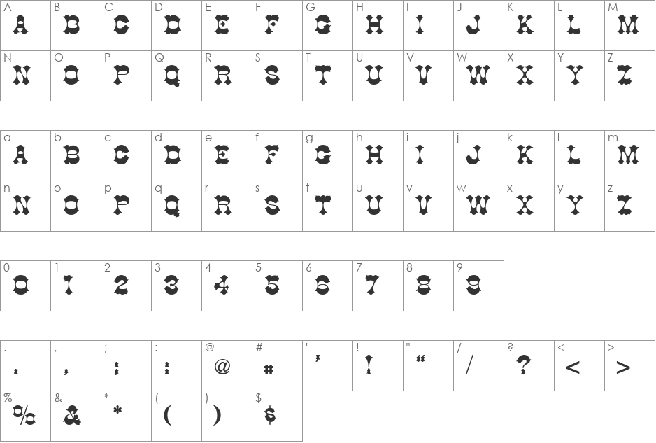 VPS Bac Lieu Hoa font character map preview