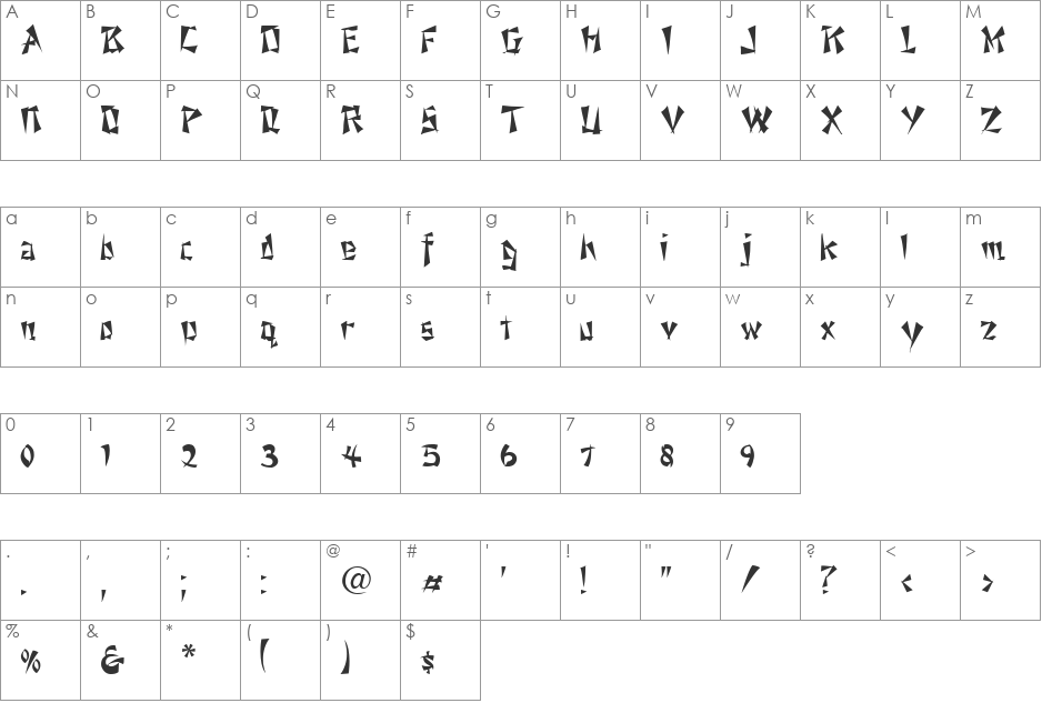 VPS Ca Mau font character map preview