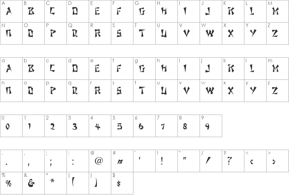 VPS Ca Mau Hoa font character map preview