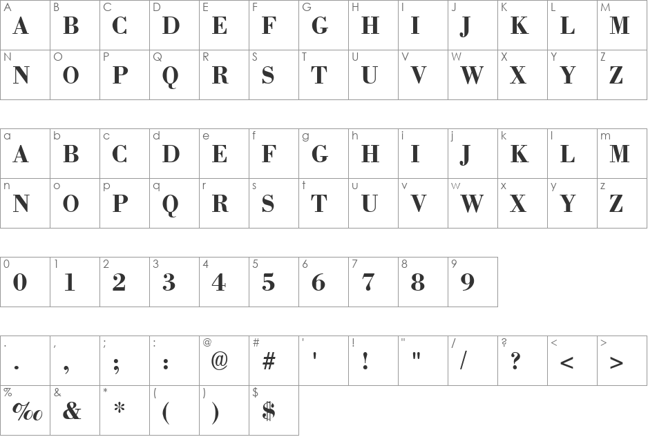 VPS Con Son Hoa font character map preview