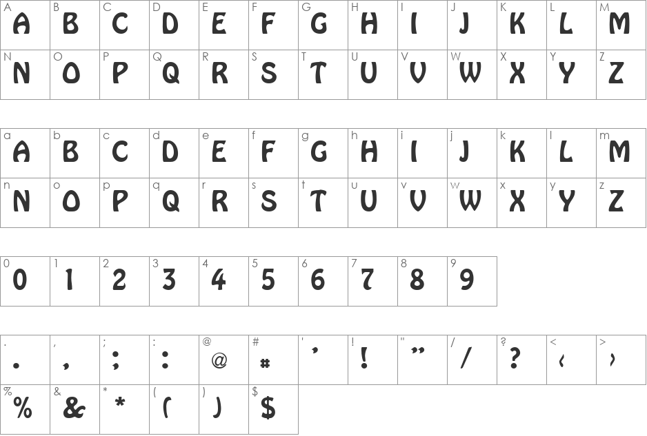VPS Go Cong Hoa font character map preview