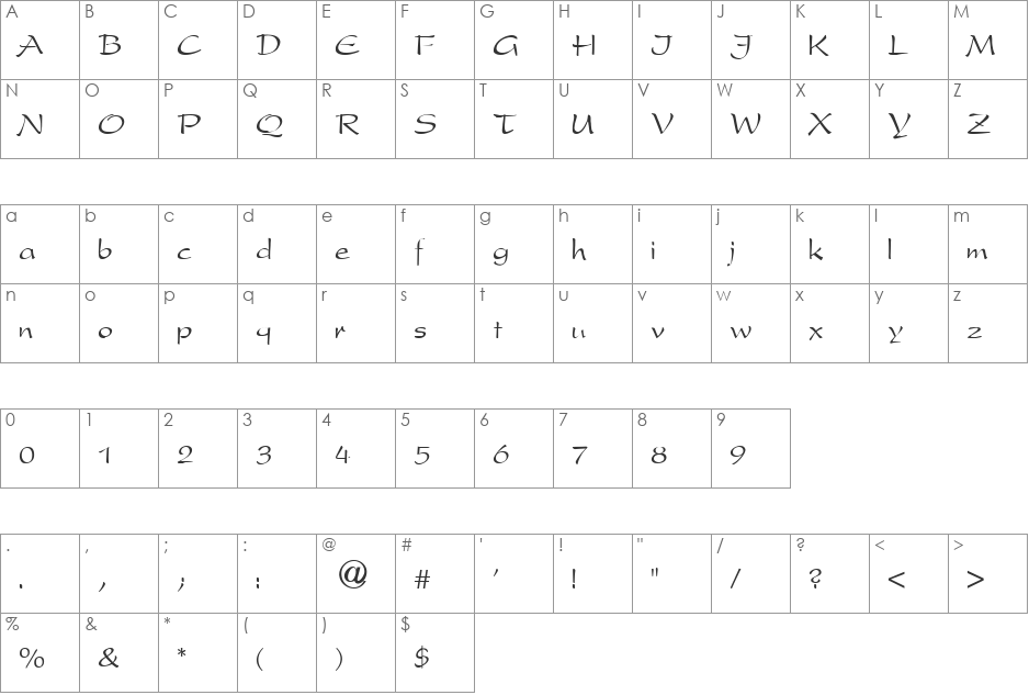 VPS Hoa Lu font character map preview