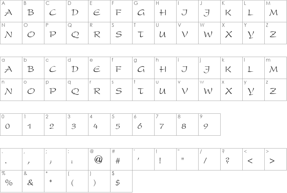 VPS Hoa Lu Hoa font character map preview