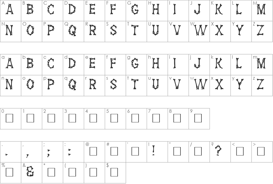 VPS Khe Sanh Hoa font character map preview