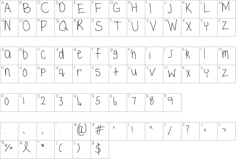 Bigger font character map preview