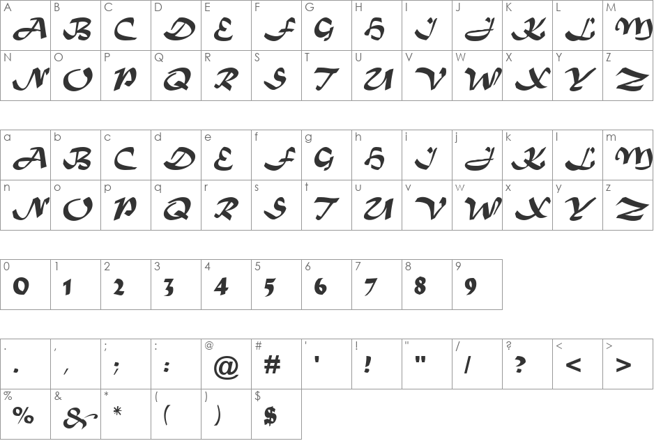 VPS Thai Nguyen Hoa font character map preview