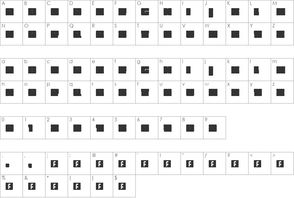 BiggerBetterFasterStrongerPeter font character map preview