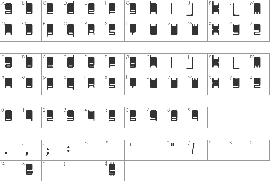 BigHeadMofo font character map preview