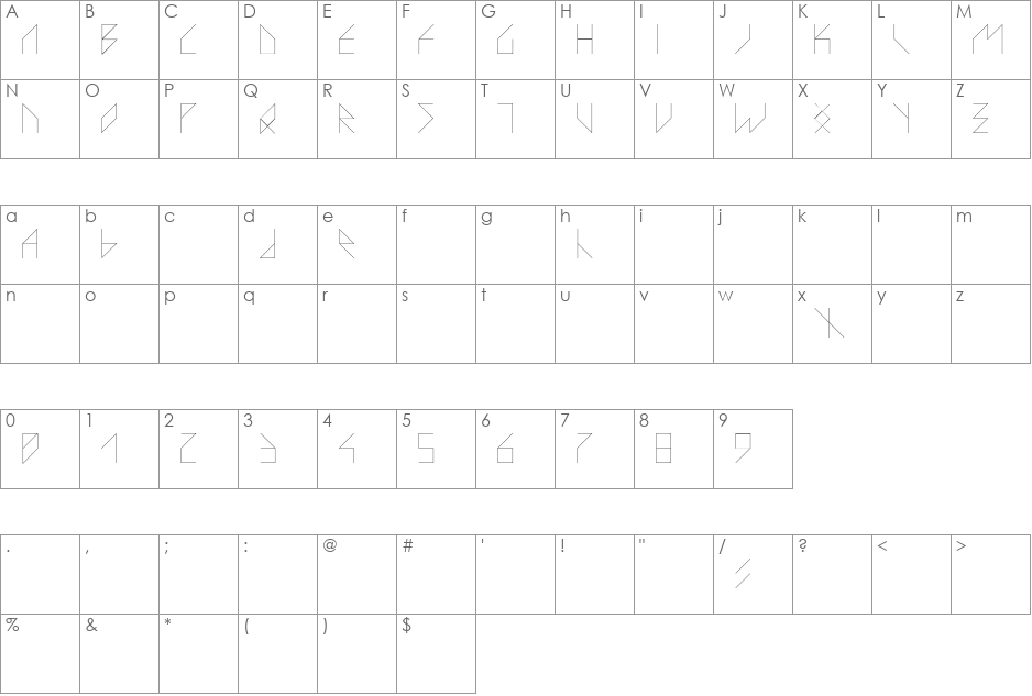 VS_LazorRacor font character map preview
