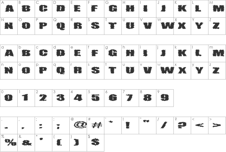 VTC AngoraChik font character map preview