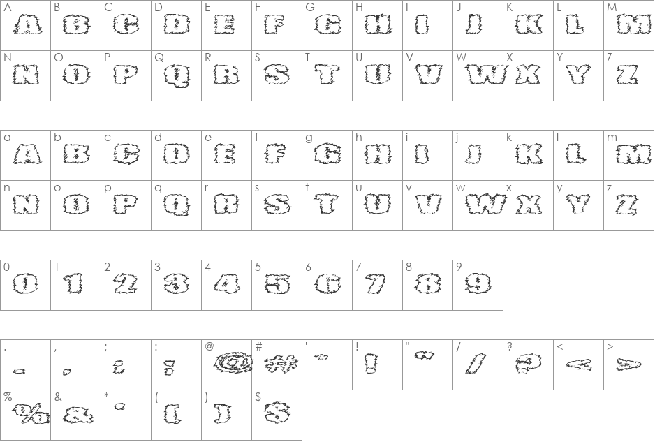 VTC AngoraChik font character map preview