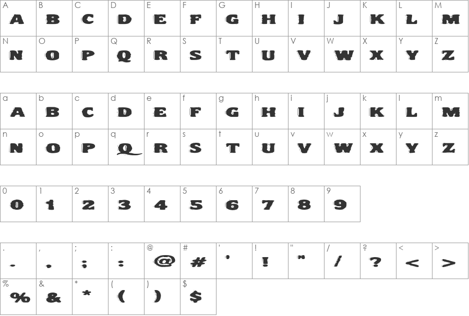VTC NightOfTheDrippyLowCaps font character map preview