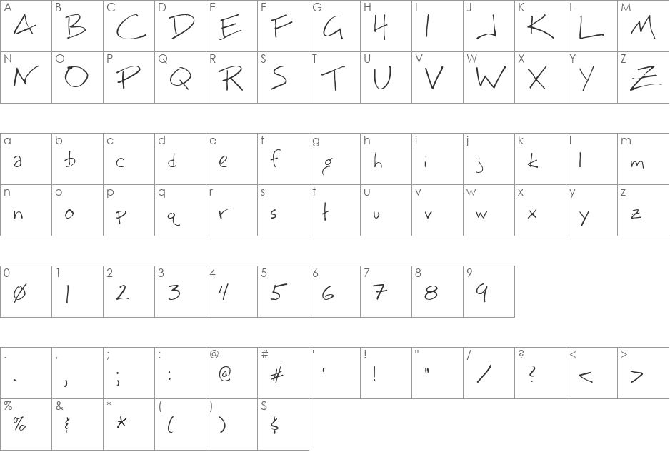 BigMisterC font character map preview