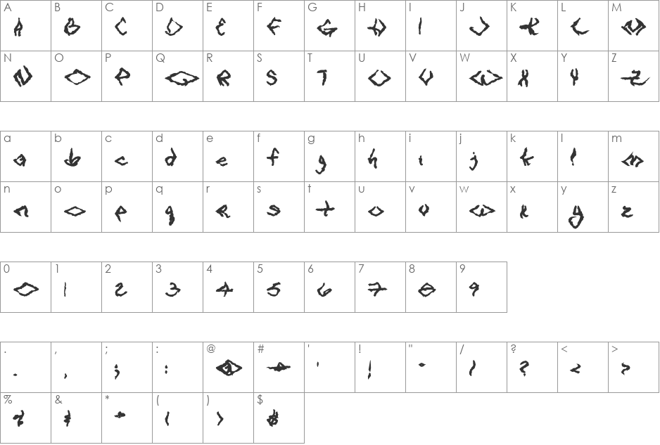 VTC SeeJoBreak font character map preview
