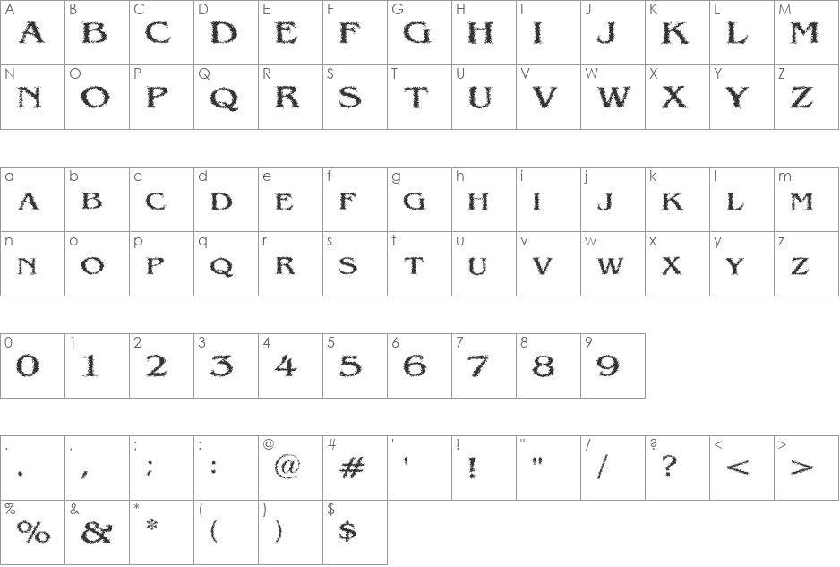 VTC VictorianLint font character map preview