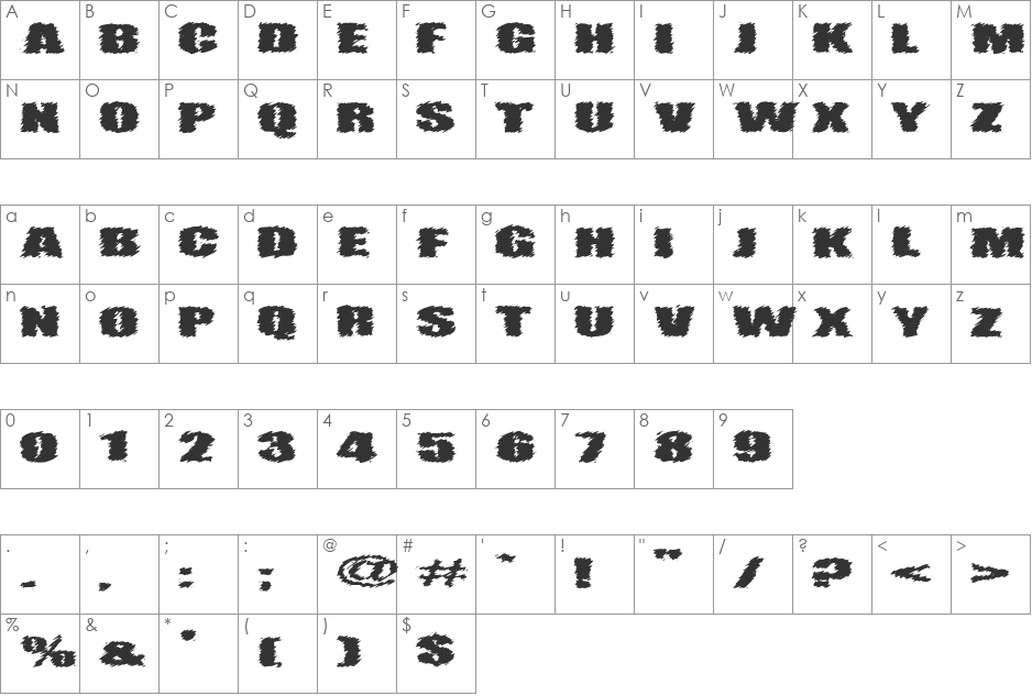 VTC-AngoraChikOne font character map preview