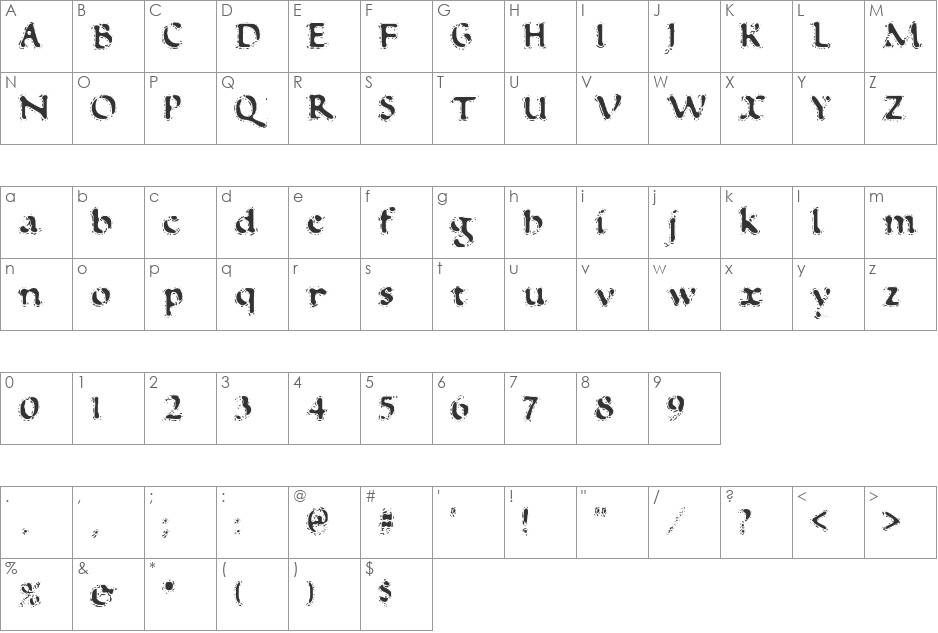 VTC-AntiqueFizzOne font character map preview
