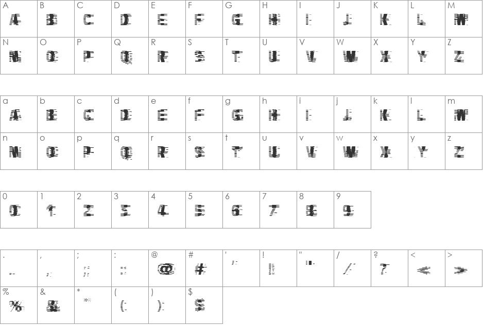 VTC-BadHangoverOne font character map preview
