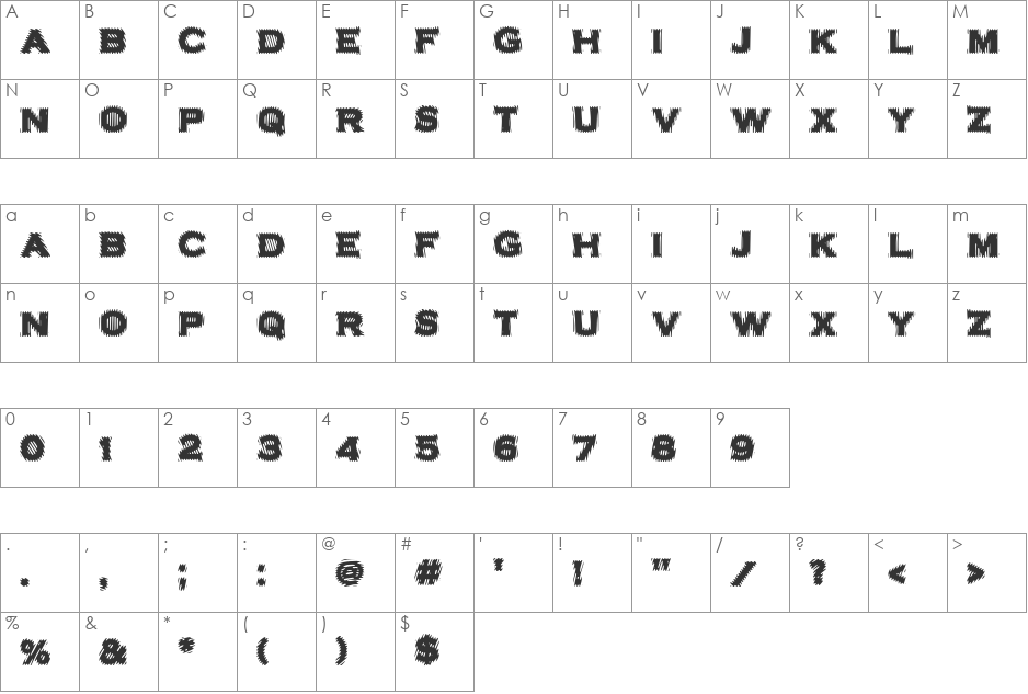VTC-BadPlating font character map preview