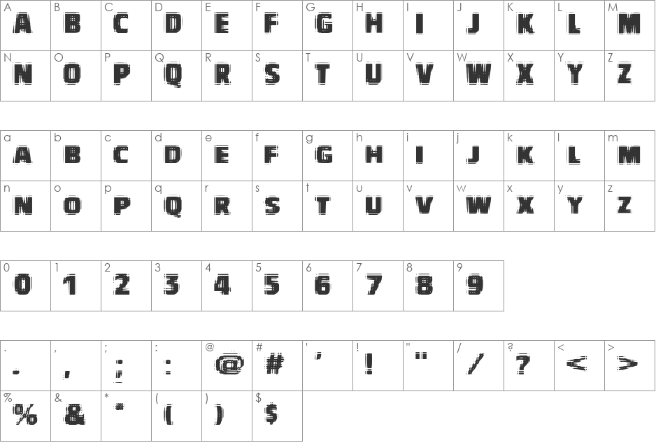 VTC-BadVision font character map preview