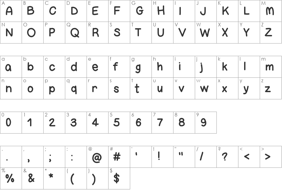 Bigness font character map preview