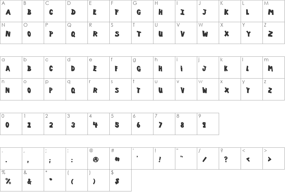 VTC-GarageSale font character map preview