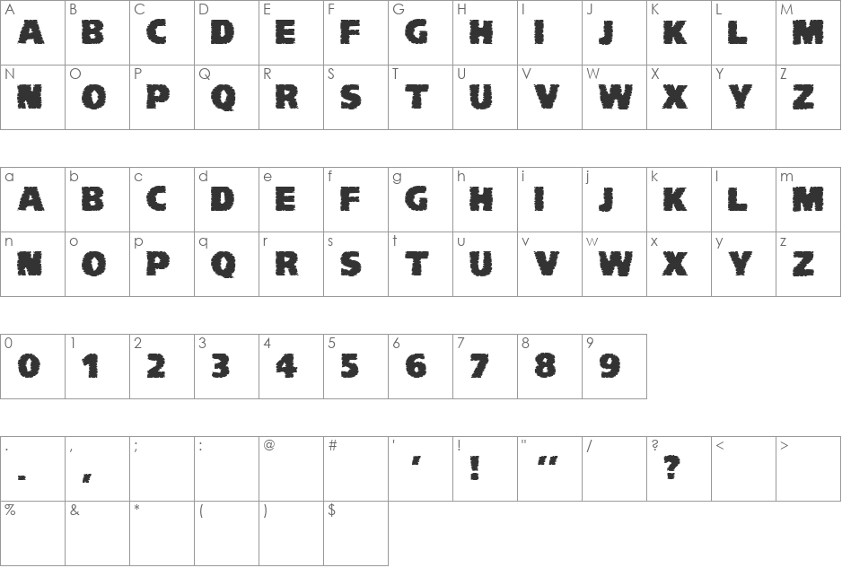 VTC-KomikaHeadLinerChewdFat font character map preview