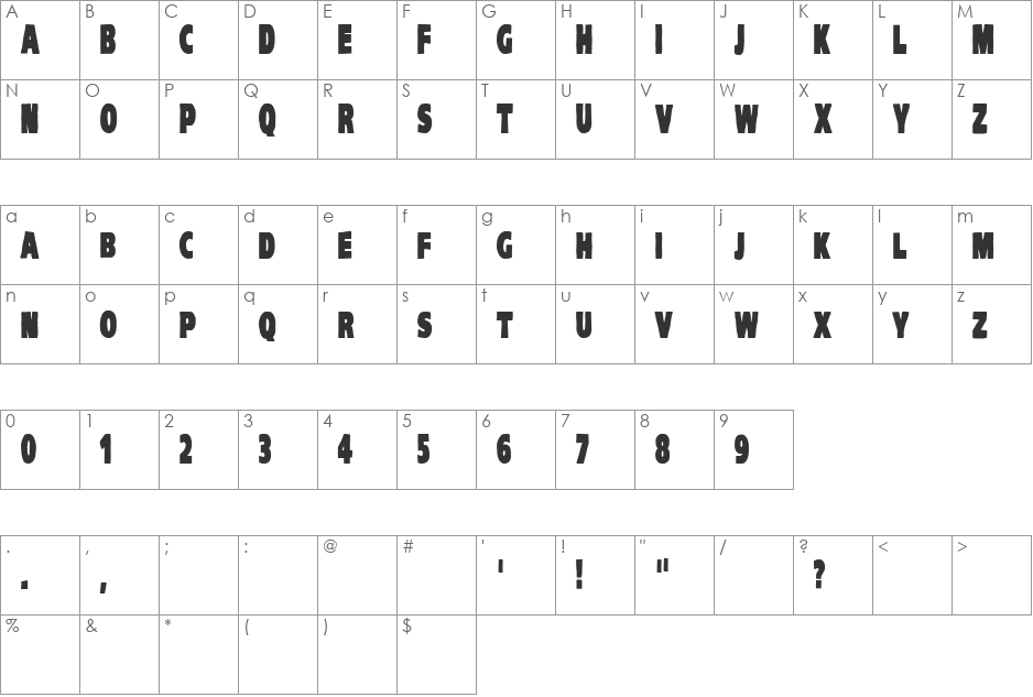 VTC-KomikaHeadLinerOne font character map preview