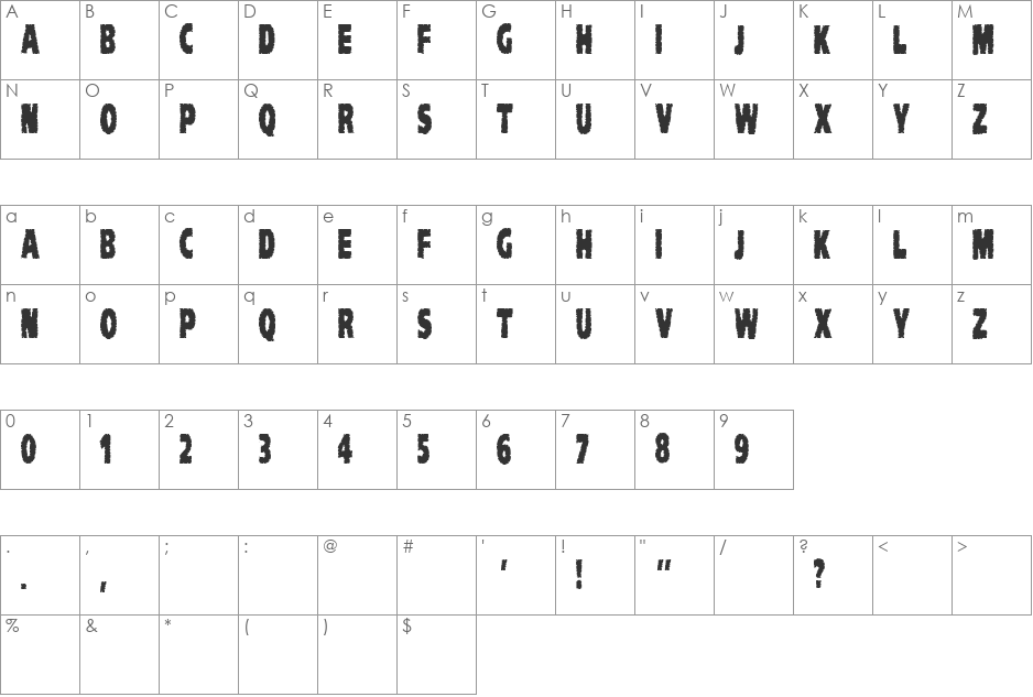 VTC-KomikaHeadLinerTwo font character map preview