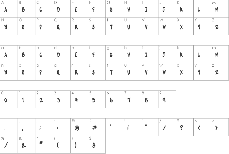 VTC-KomikSkans-Two font character map preview