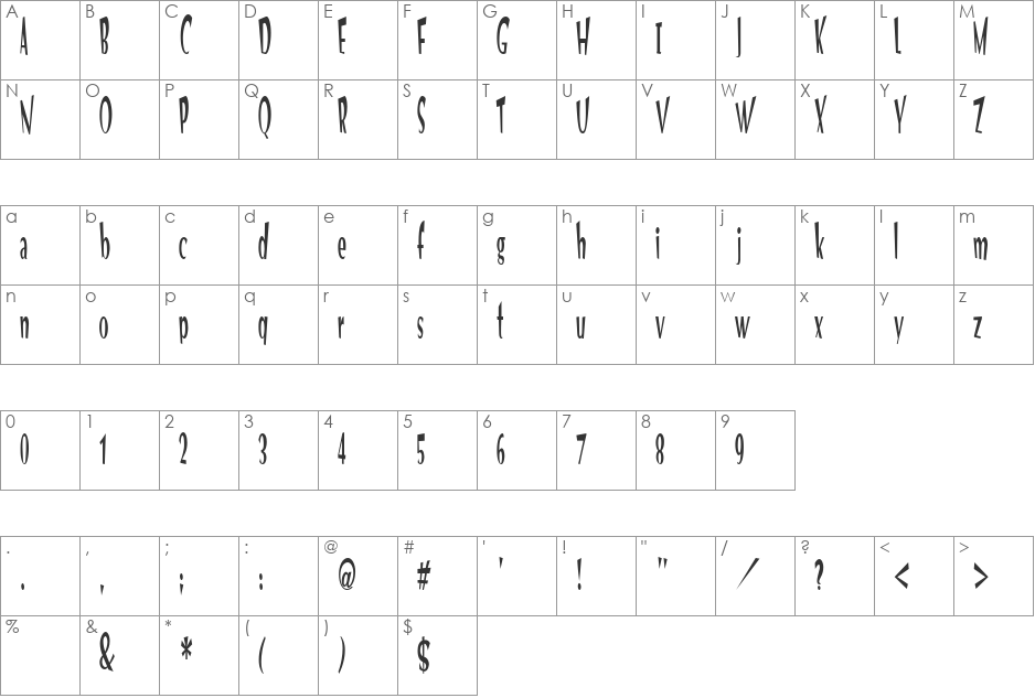 VTC-OptikaTwo font character map preview