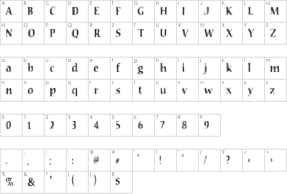 VTC-SeeingDoubleDoingTriple font character map preview
