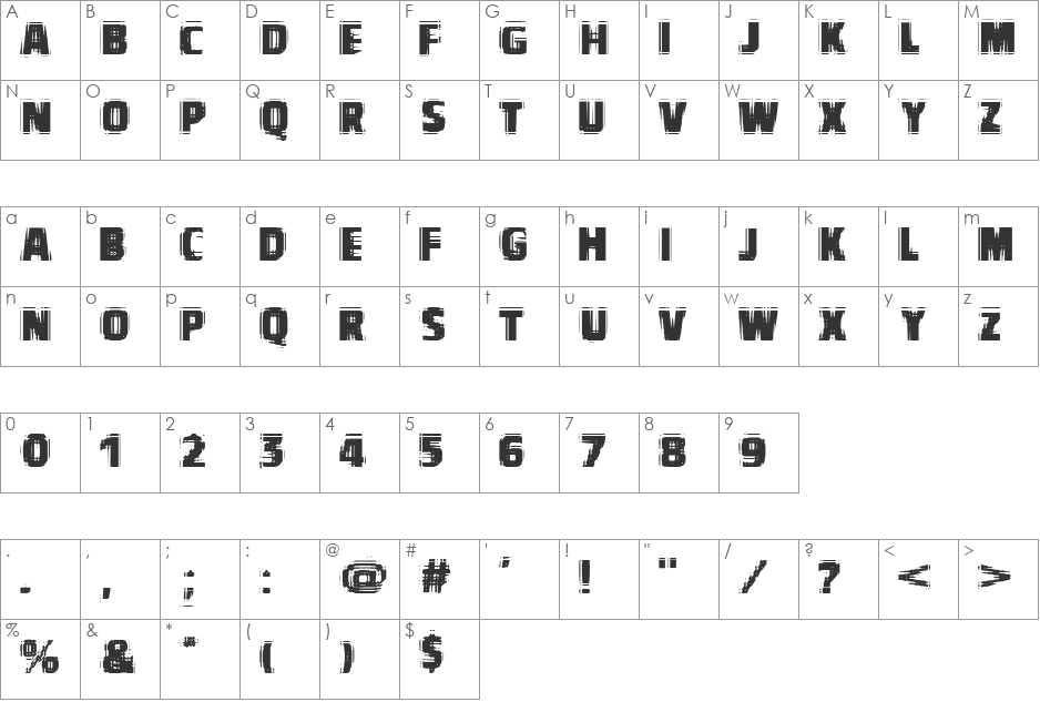 VTCBadVision font character map preview