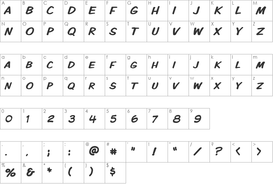 VTCKomixationSC font character map preview